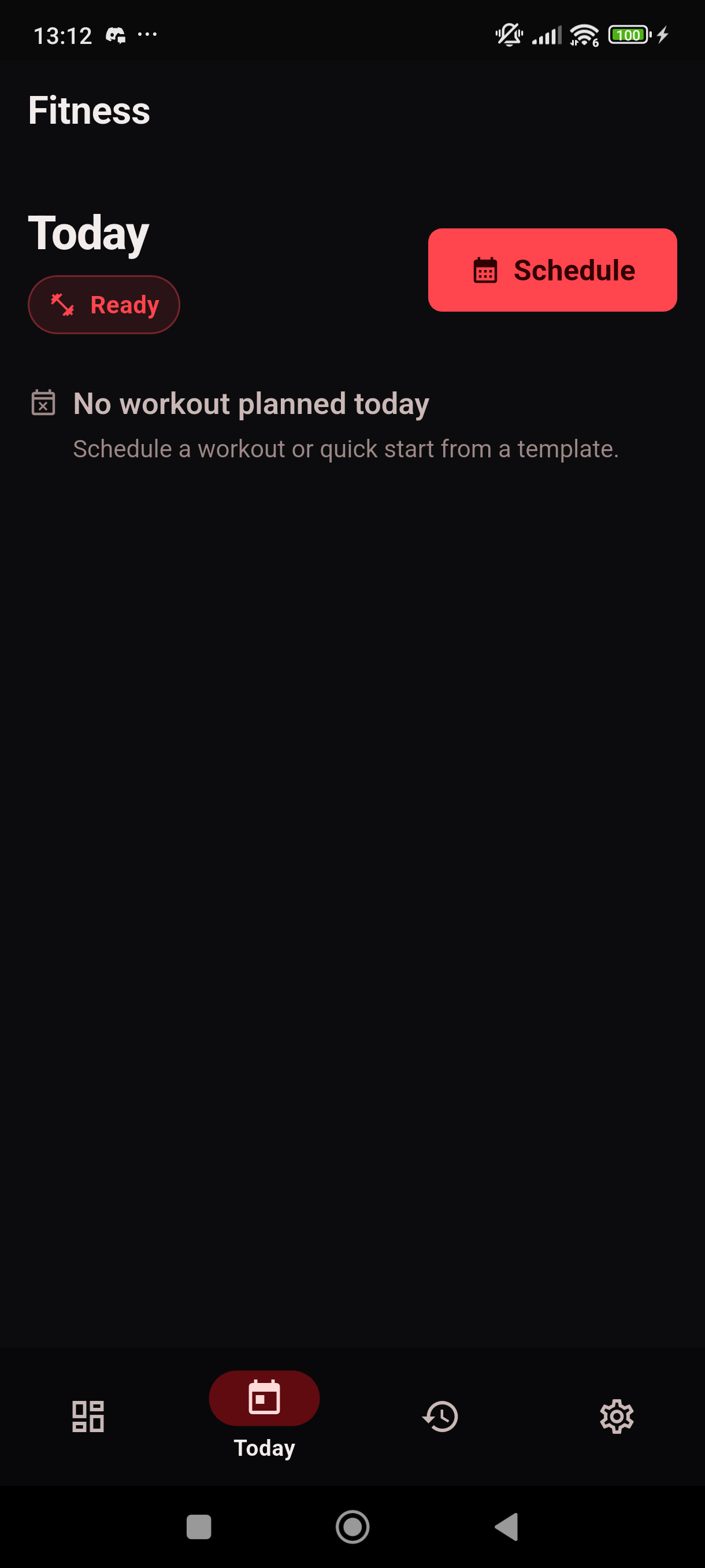Fitness Tracker Today workout screen showing Upper Body Dips and Neck workout plan